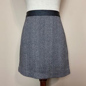 Banana Republic Wool & Leather Herringbone Skirt